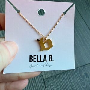 Gothic Style Gold Initial Charm Necklace "B"